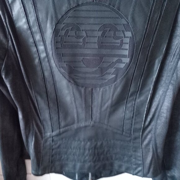 Sportalm Women's Black Faux Leather Jacket Swarovski Biker Urban Whimsigoth Sz 8 - Picture 11 of 12